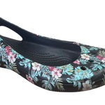 Crocs  Kadee Womens Tropical Floral Ballet Flat Slip On Black Green Flowers Sz 7 Photo 0