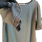 Maeve  Anthropologie Navy Blue White Stripe Ruffle Hem Tunic Top Dress NWT Small Photo 4