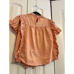 Free People XS Peach Ruffled Short Sleeve Blouse Photo 7
