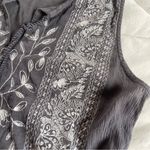 Lucky Brand  Charcoal Embroidered Blouse Photo 6