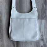 Nine West Vintage Leather Crossbody Bag Purse Ivory Cream Smooth Pebbled Flat Photo 7