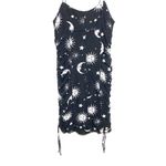 Forever 21  Celestial Sun Moon Black Cami Ruched Mini Dress Womens M NWT Lined Photo 2