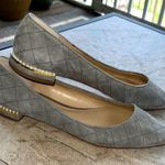 Ann Taylor Quilted Gray Suede Pointed Toe Flats with Pearl Heels Size 7.5 B35 Photo 0