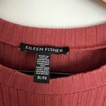 Eileen Fisher  Dark Terracotta Textured Stretch Rib Crew Neck Dress XL Photo 3