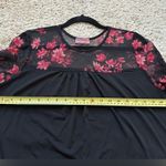 Ragdoll  Black Sheer Block Embroidered Floral Flowy Short Sleeve Top Size 1X Photo 5