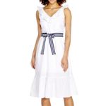 Vineyard Vines for Target White Seersucker Ruffle V Neck Midi Dress Size Medium Photo 9