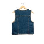 Rolla's Stevie Denim Sherpa Vest Women Size Small Blue Button Western Retro NEW Photo 1