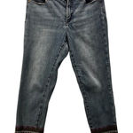 Jones Studio Capri Jeans 10 Blue Embroidered Cottagecore Boho Bohemian Hippie Medium Wash Photo 0