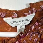 Lucky Brand  Orange Pink Short Sleeve Pleated Blouse Size Large EUC #6467 Photo 4