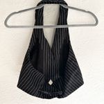 Anthropologie Maeve by  Pinstripe Halter Vest Top Tailored Chic Sz 0 Black Photo 3