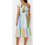 LC Lauren Conrad One Shoulder Multicolor Striped Midi Dress Photo 1