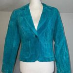 Women's ALFANI Petite Teal Suede Blazer S Blue Photo 0