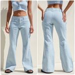 PacSun  Low Rise Cargo Ribbed Denim Flare Light Blue Jeans Pockets Size 26 NEW Photo 1
