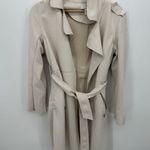 Magaschoni Cream Nude Suede Trench Coat Women Small Open Front Belted Photo 0