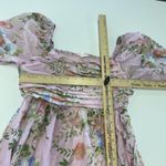 By the‎ River Dress Womens Large Pink Floral Puff Sleeve Tiered Midi Summer Boho Photo 5