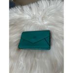 Oakley Teal soft smooth leather snap button mini coin purse cardholder tiny bag Photo 9