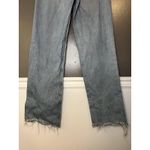 ZARA  Jeans Womens 8 Blue High Rise Straight Leg Distressed Ripped Denim Raw Hem Photo 5