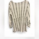 Sweet Wanderer Grayish green and Cream Striped Blouse Photo 1