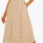 Grace Karin  Beige Eyelet Midi Dress Sleeveless Scoop Neck Casual Summer Large Photo 0
