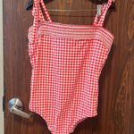 Draper James  x Lands' End Bandeau One Piece Swimsuit Pink Gingham Barbiecore 18w Photo 3