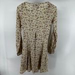 Reformation Misha Dress Fit & Flare Mini Floral V Neck Peasant Pocket Beige 2 Photo 5