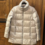 Lands' End Wide Channel Quilted Puffer Coat Small Silver Down Filled Zip Jacket Photo 0