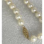 14K Gold Clasp 7MM Individually Knotted Real Creamy Pearl Strand 21” Necklace White Photo 2
