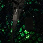 Allegra K Sequin Jacket Green Zip-Up Photo 0