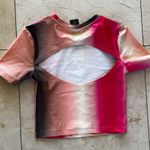 P.E. Nation Tie Dye Crop Top Shirt with Open Back Sz Small Pink Photo 4