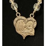 Chapel Sterling Silver Mary Baby Jesus Blue Beaded Necklace Vintage Photo 1