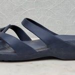 Crocs Meleen Crossband Slides Sandals Womens 10 Navy Blue Slip On Twisted Strap Photo 0