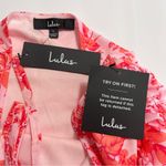 Lulus NWT  Hot Off The Mesh Pink Floral‎ Ruched Bodycon Halter Mini Dress LARGE Photo 8