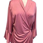 Kennedy Blue  Pink Ruffle Wrap Silky Pink Robe One Size Photo 3