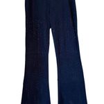 Earthbound Trading Women's Navy Faux Suede Flare Floral Cutout Pants Photo 1