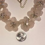 Elegant Light Pink Floral Beaded Boho Gold Tone Necklace Photo 2