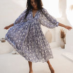 Daughters of India Kyra Midi Dress in Blue Iris XL Photo 0