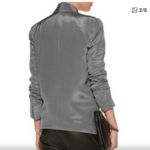 Rebecca Minkoff Becky Gray 100% Silk Blazer Long Lapel Push Up Sleeve Size 4 Photo 3