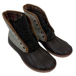 Simply Southern  Grey/Brown Lace Up Duck Boots with Plaid Lining Photo 1