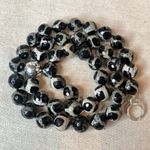 SIMON SEBBAG Black White Tortoise Agate Sterling Silver Necklace & Bracelet Set Photo 6