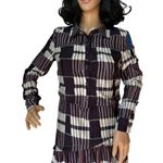 Boutique Penelope drop waist long sleeved button print dress purple, white, blue size XS Photo 1