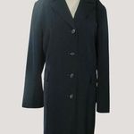 Jacqueline Ferrar Large Dress Coat Navy Blue Button Front Pockets Trench Coat Photo 0