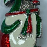 Christmas Holiday Penguin Jewelry Pin Brooch Silver Green Red White Colorful Photo 2