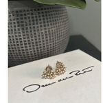Oscar de la Renta Flower Bouquet Pearl Rhinestone Earrings Gold Photo 1