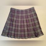 Brandy Melville  Plaid‎ Tartan skirt. Pleated. Side zipper, purple/green, O/S Photo 6