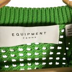 Equipment Esme Cotton Open Crochet Knit Bright Green Sweater Size XXS Photo 7