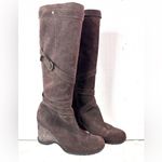 a.n.a . 9 Tall Suede Wedge Heel Zip Boots Chocolate Brown Photo 8