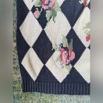 Vintage 80s Ninon de Lenclos diamond floral knit tunic sweater, size large Gray Photo 7