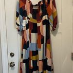 Eloquii New Eloquiii Abstract Long Sleeve Smocked Square Neck Ruffle Maxi Dress Size 26 Photo 8