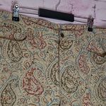 Ralph Lauren VINTAGE LAUREN  TAN PAISLEY PRINTED LINEN BLEND ANKLE PANTS 16 Photo 2