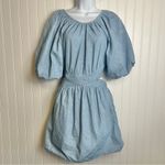 Anthropologie Love The Label Puff Sleeve Open Back Minidress Size XS H34 Blue Photo 6